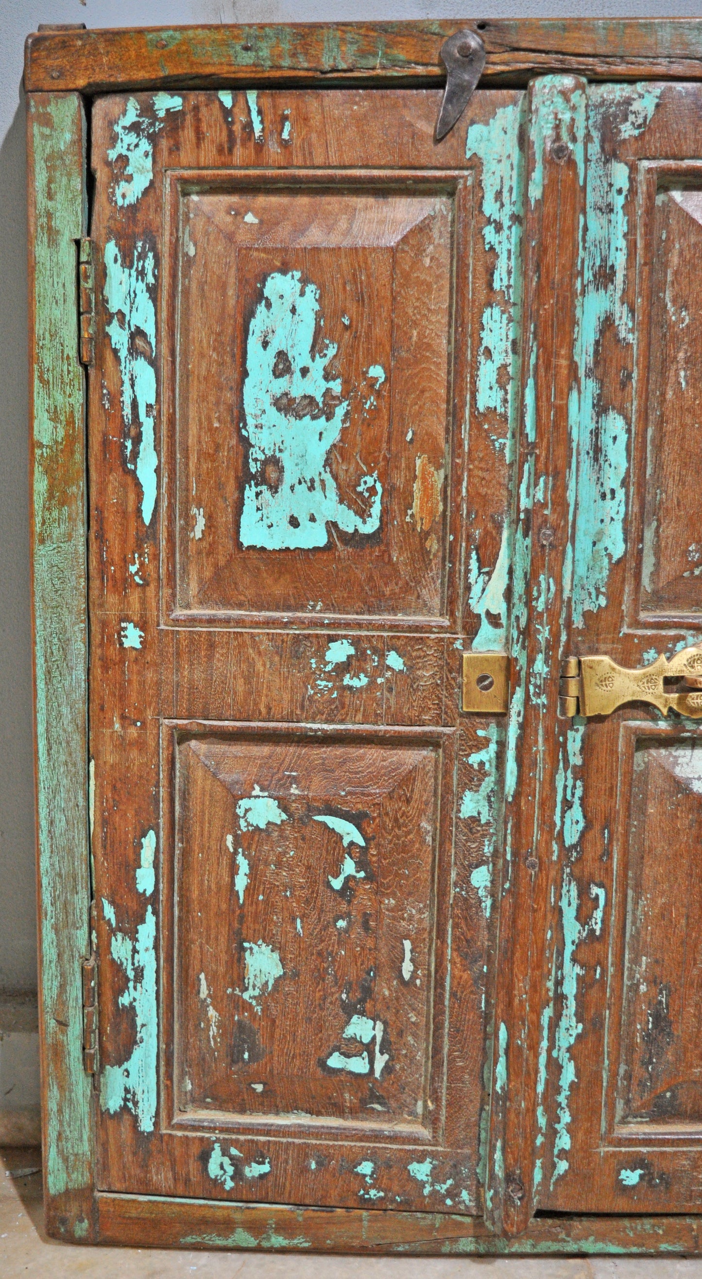 Antique Wooden Wall Décor Window Panel Original Old Rustic Polychrome