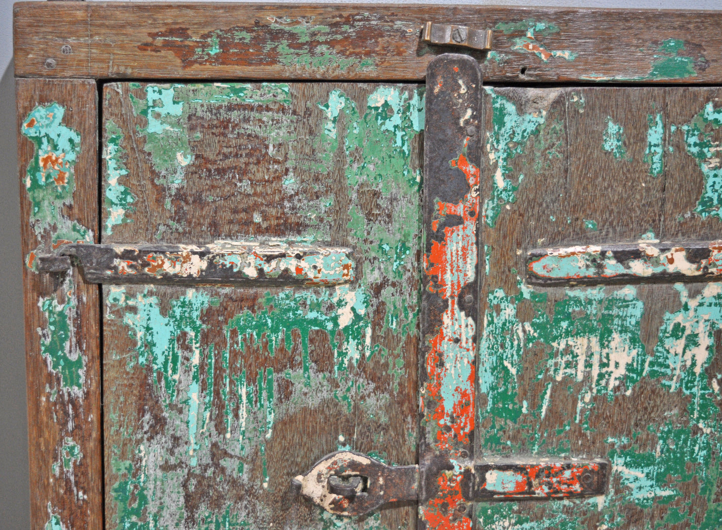 Antique Wooden Wall Décor Window Panel Original Old Rustic Polychrome