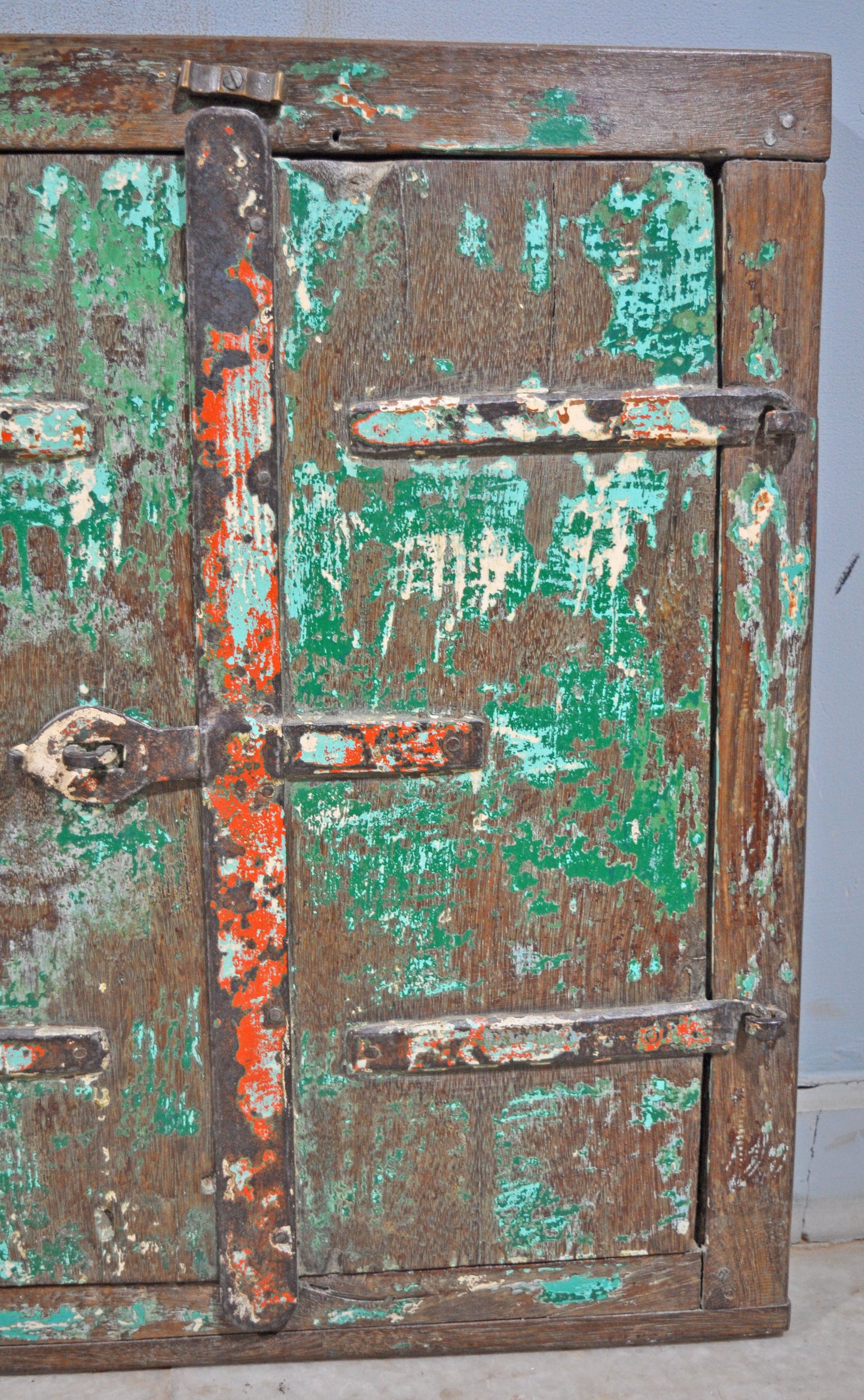 Antique Wooden Wall Décor Window Panel Original Old Rustic Polychrome