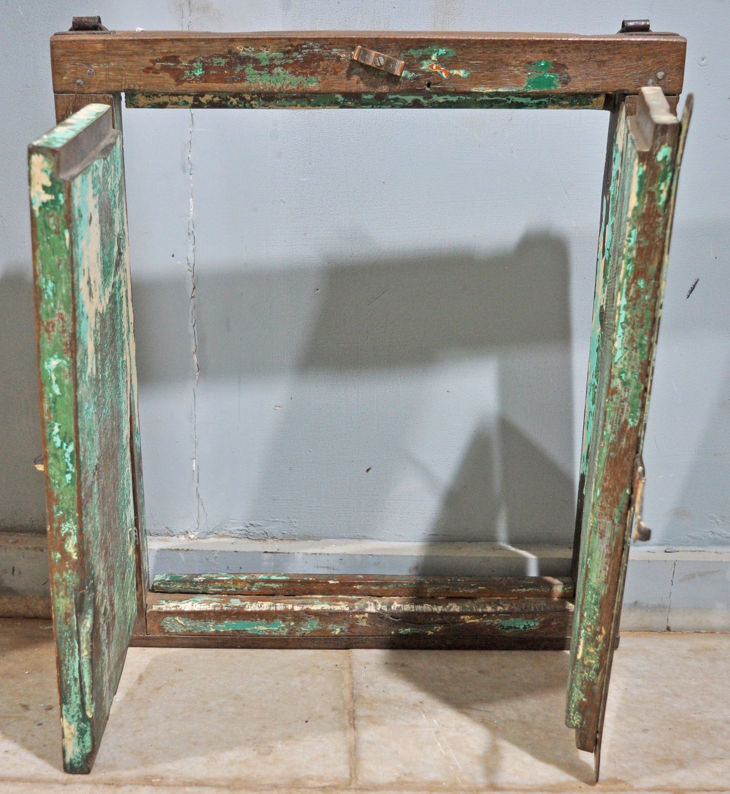 Antique Wooden Wall Décor Window Panel Original Old Rustic Polychrome