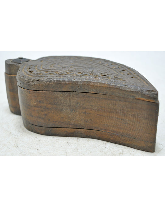 Antique Wooden Kitchenware Spice Box Original Old Hand Crafted Carved