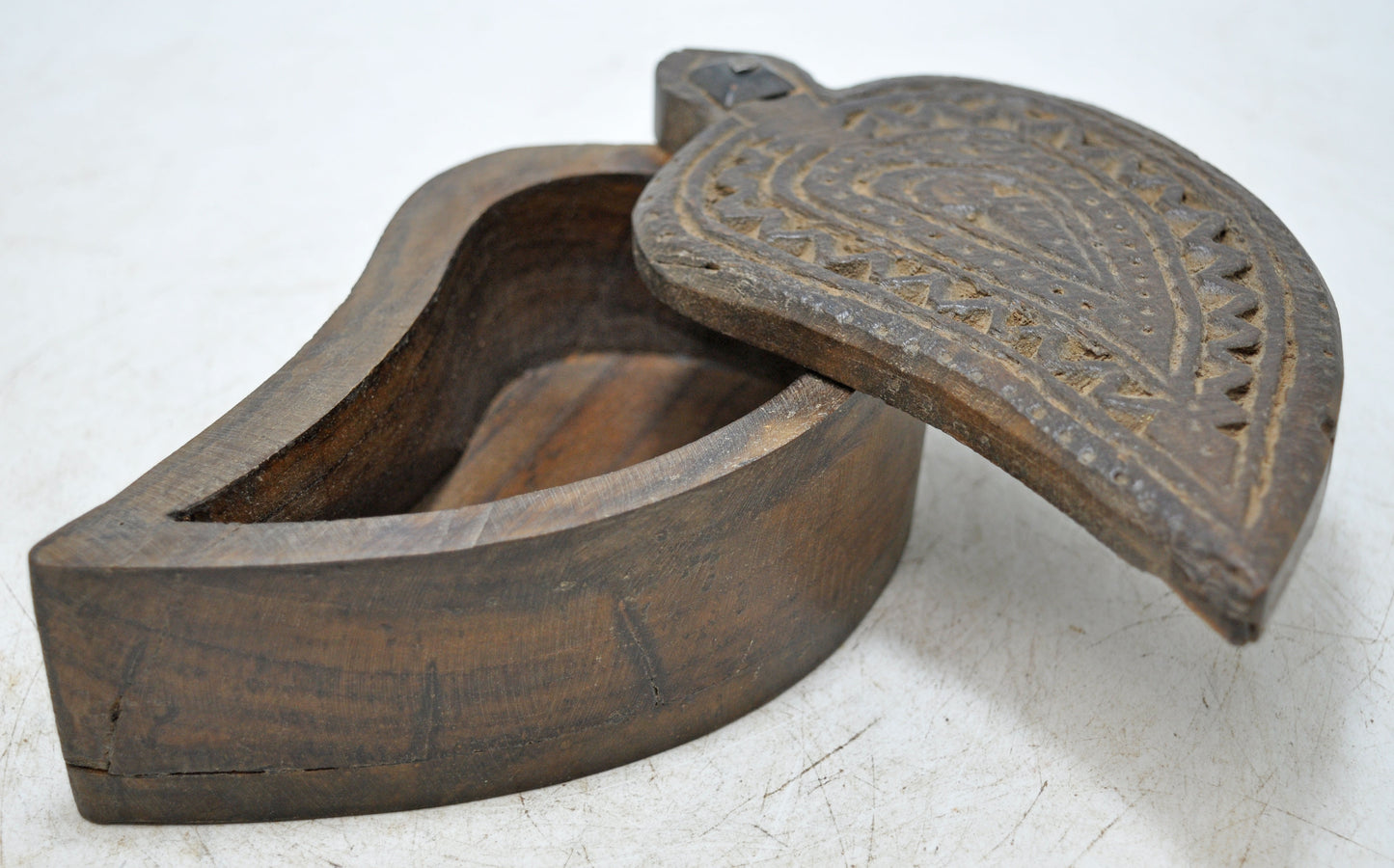 Antique Wooden Kitchenware Spice Box Original Old Hand Crafted Carved