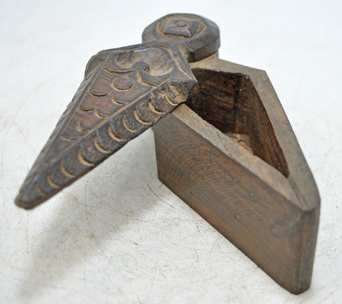 Antique Wooden Kitchenware Spice Box Original Old Hand Crafted Carved
