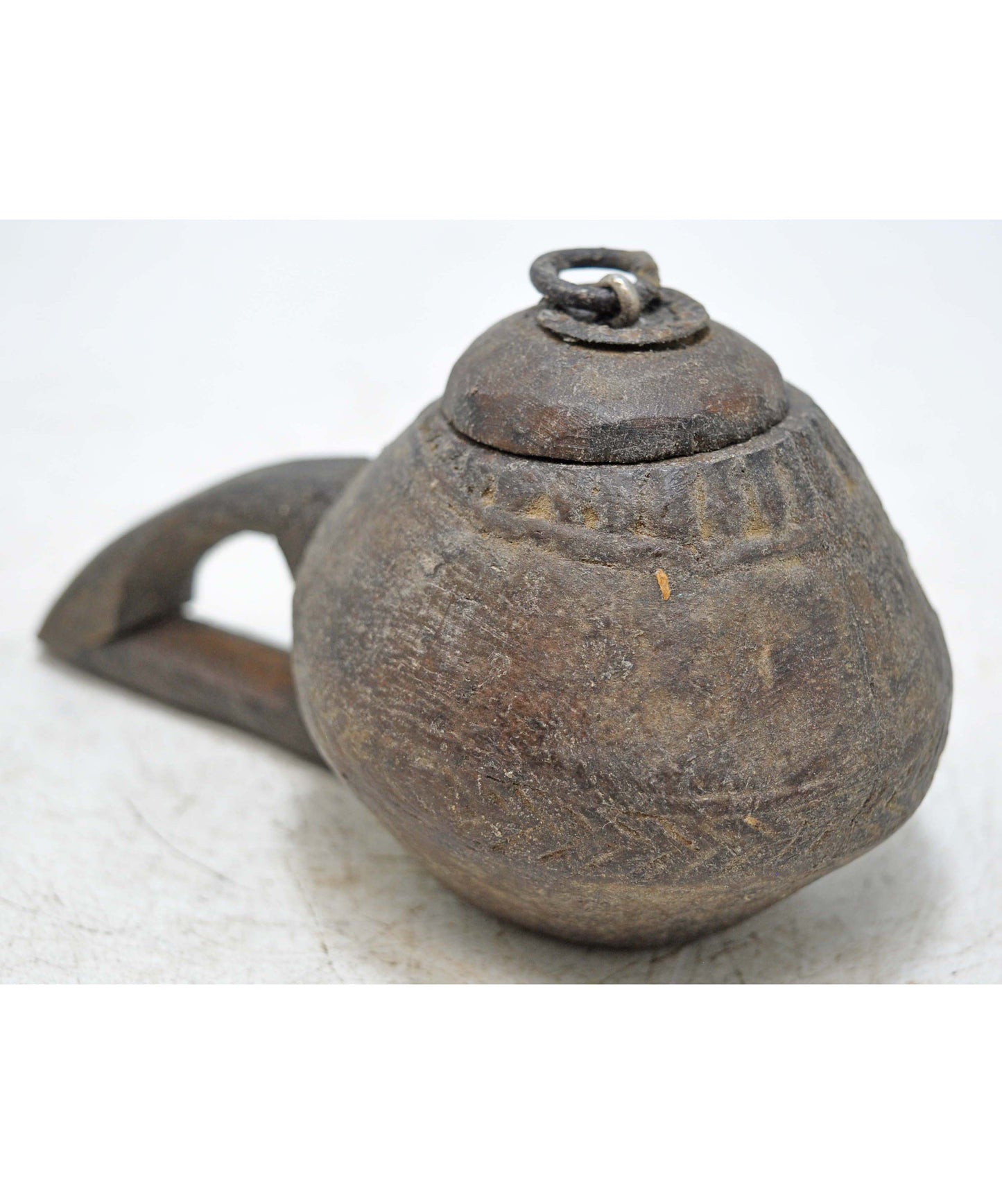 Antique Wooden Lanterns' Oil Pot Original Old Hand Carved