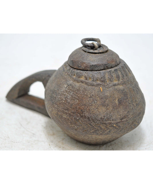 Antique Wooden Lanterns' Oil Pot Original Old Hand Carved