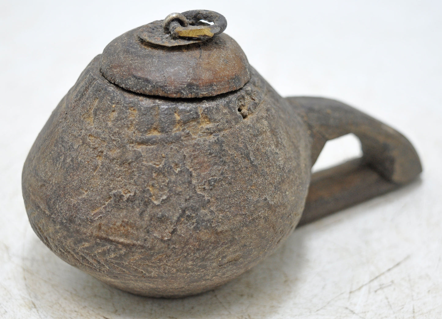 Antique Wooden Lanterns' Oil Pot Original Old Hand Carved
