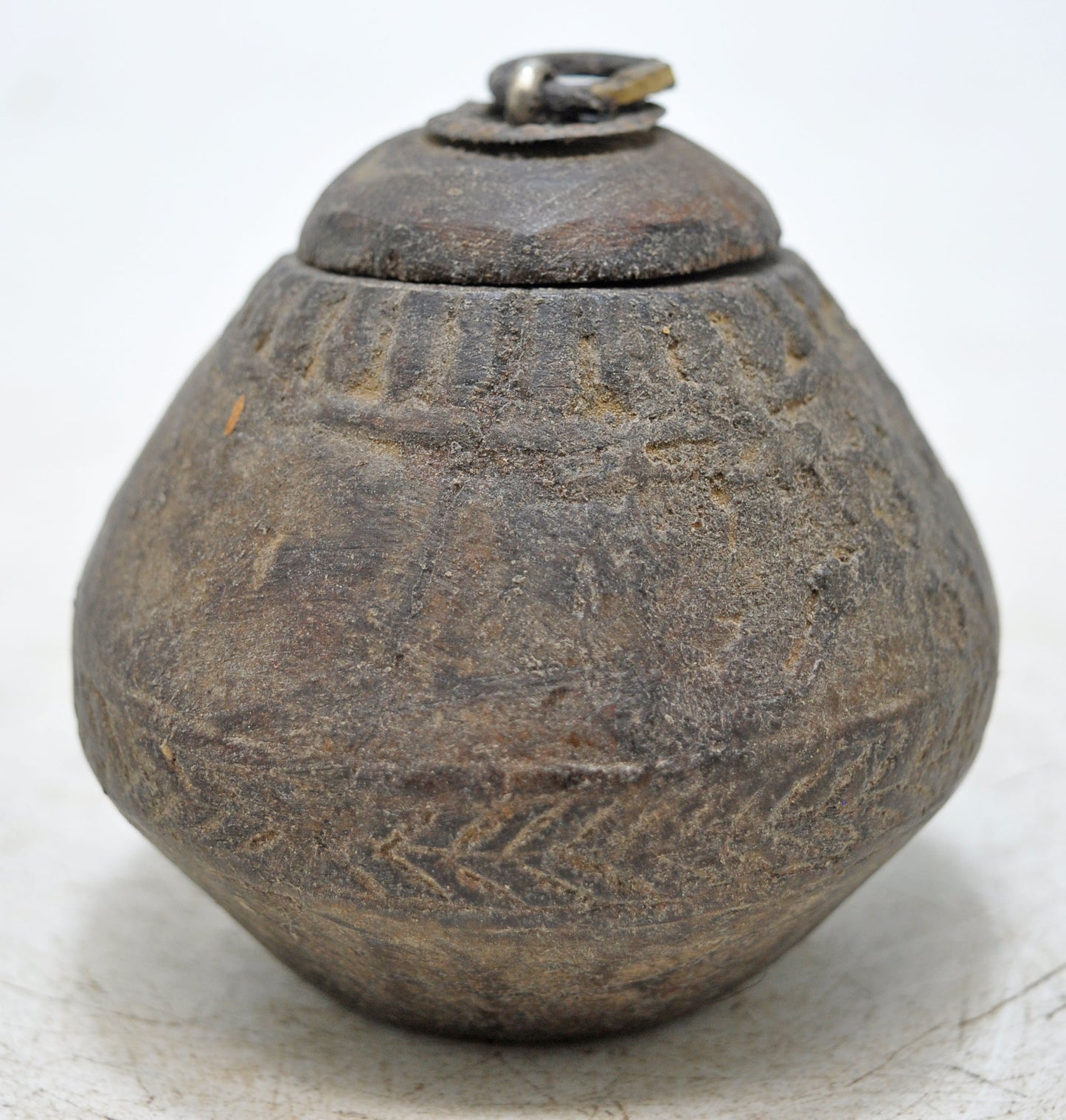 Antique Wooden Lanterns' Oil Pot Original Old Hand Carved