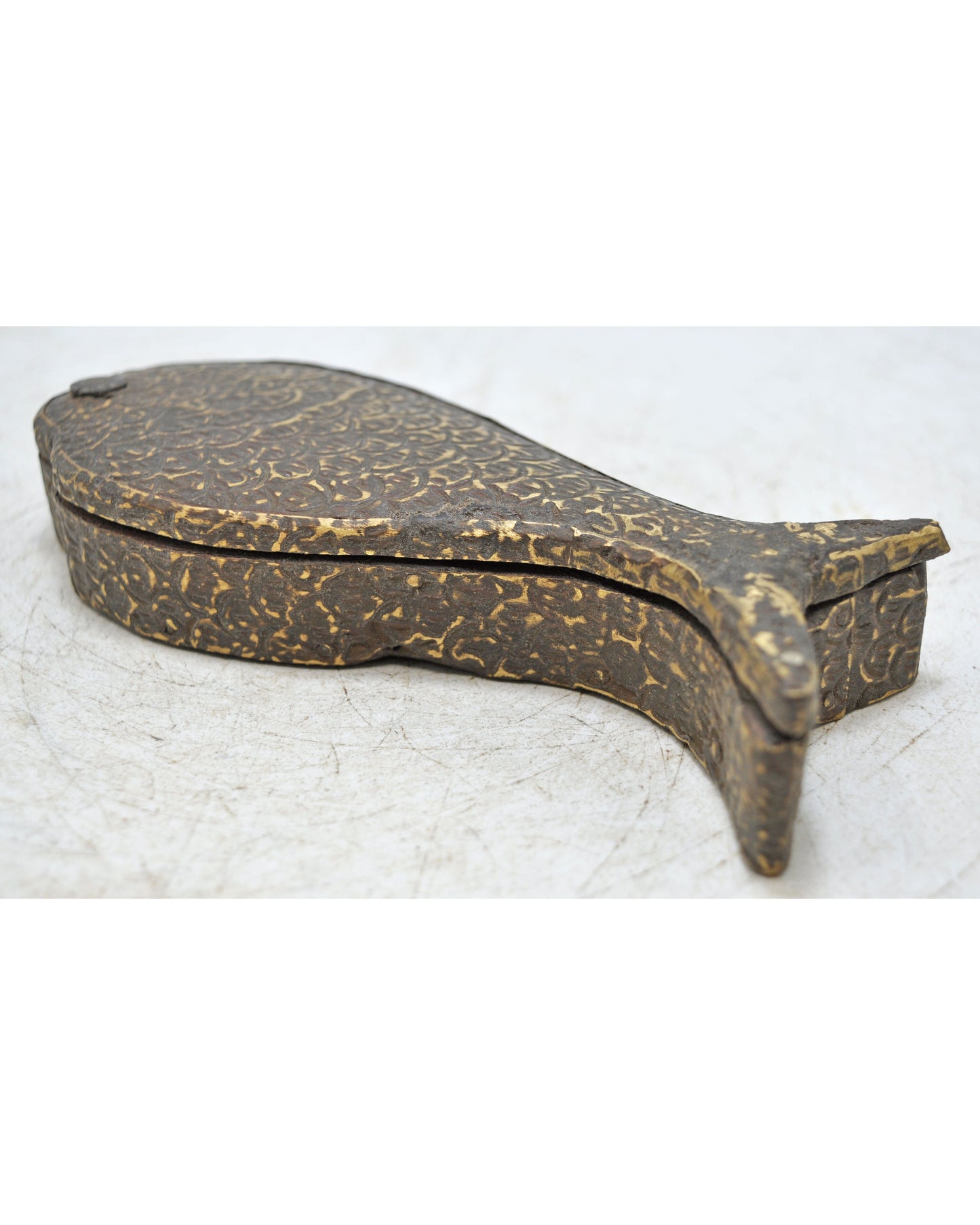Antique Wooden Kum Kum Powder Tika Box Original Old Brass Fitted