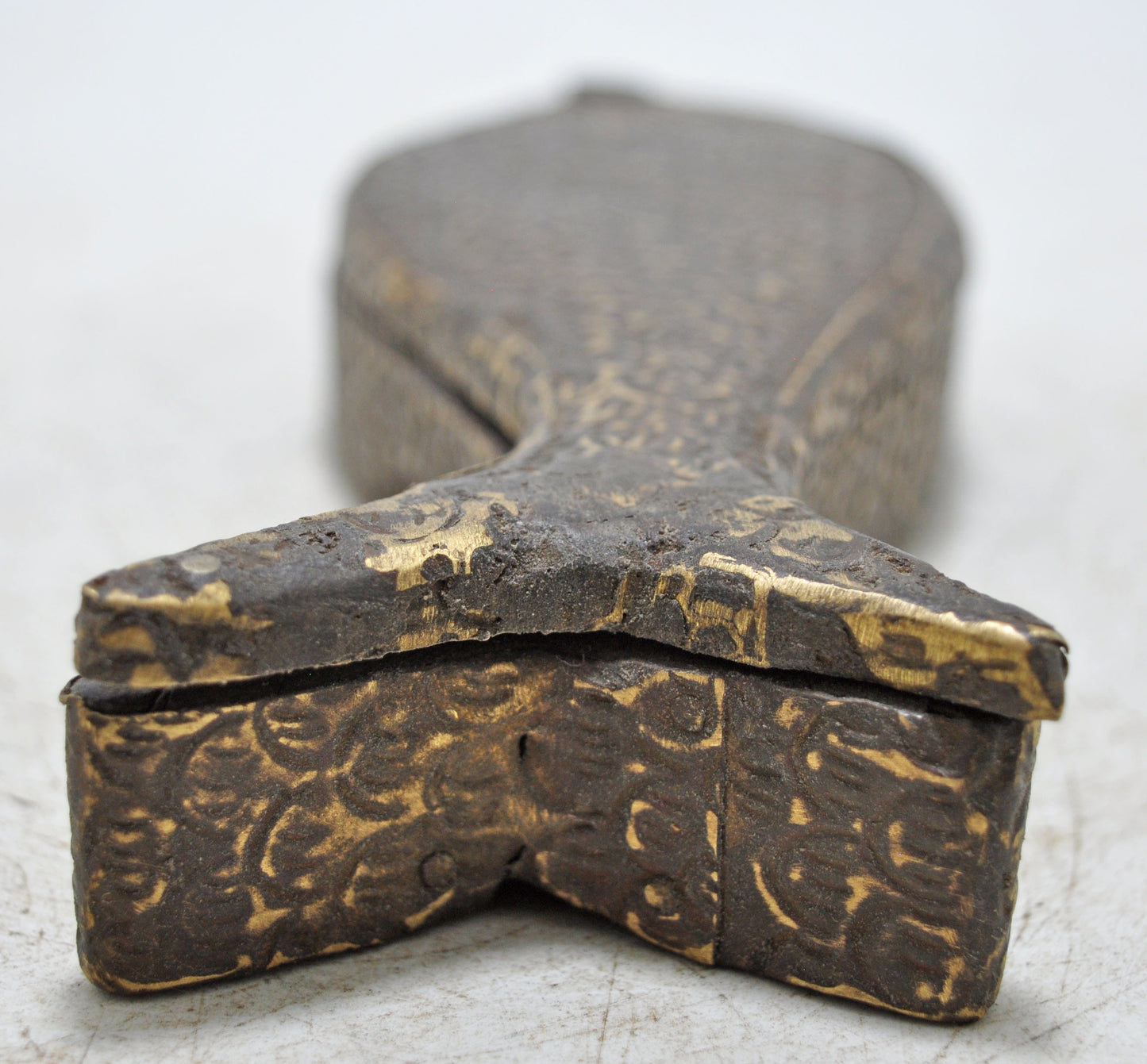 Antique Wooden Kum Kum Powder Tika Box Original Old Brass Fitted