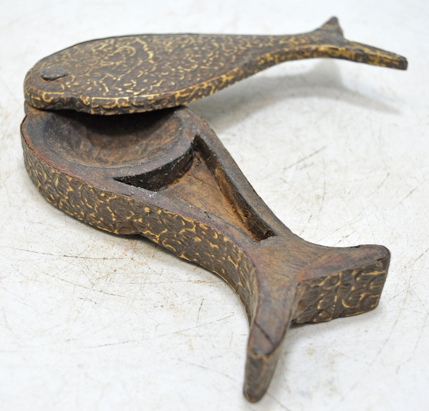 Antique Wooden Kum Kum Powder Tika Box Original Old Brass Fitted