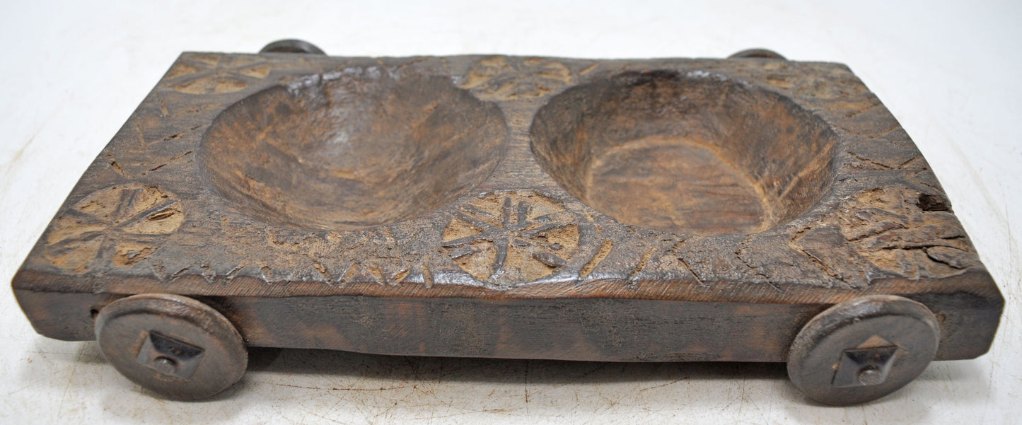Antique Wooden Kitchenware Spice Bowl Original Old Hand Carved
