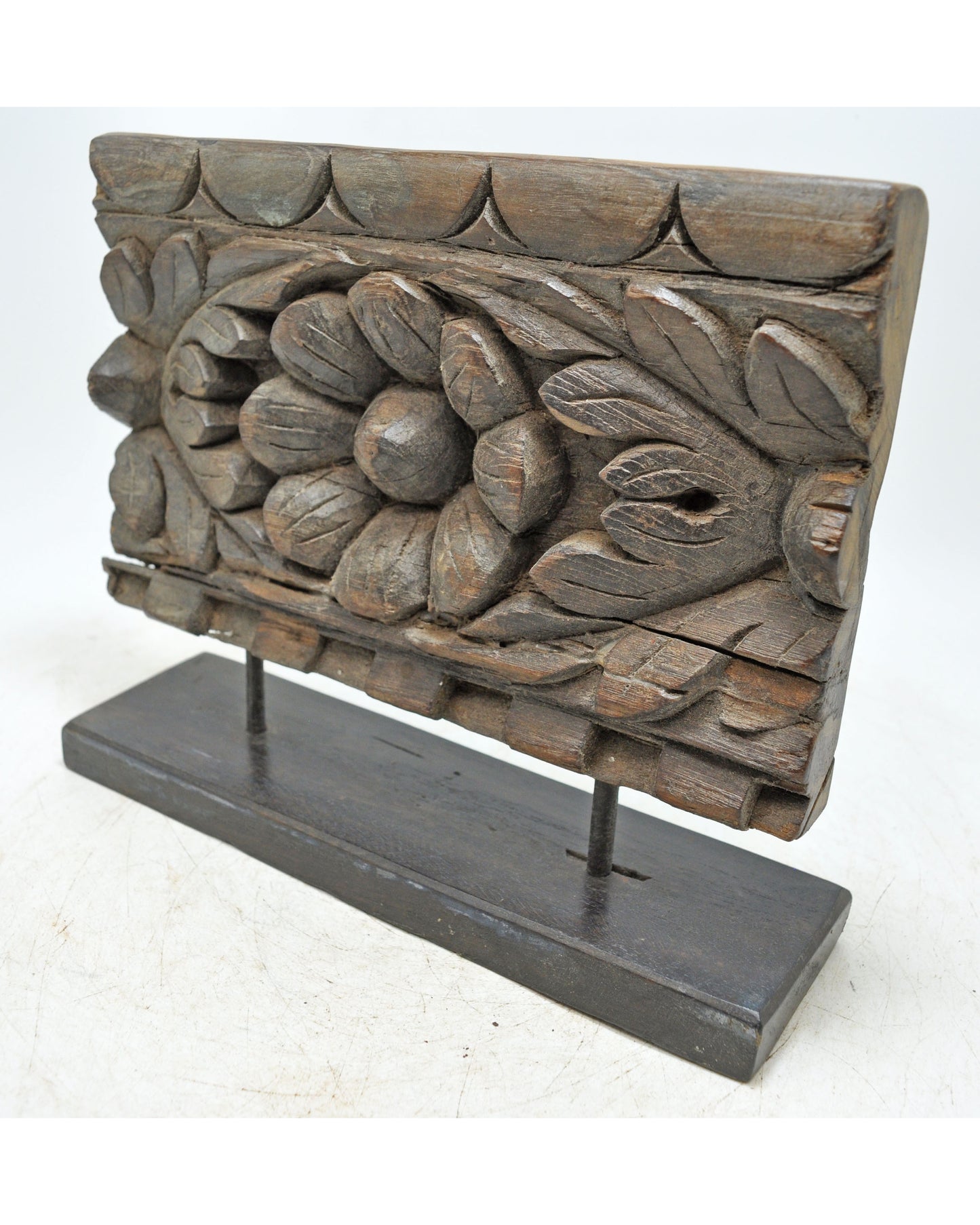 Antique Wooden Floral Carving Panel Plaque Original Old Fine Hand Carved