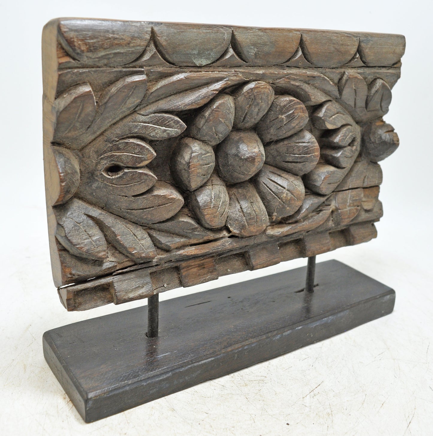 Antique Wooden Floral Carving Panel Plaque Original Old Fine Hand Carved
