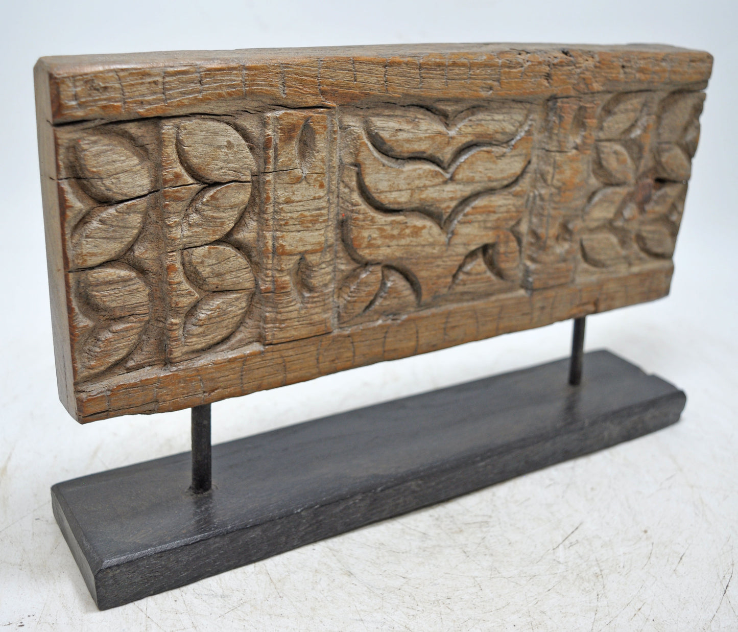 Antique Wooden Floral Carving Panel Plaque Original Old Fine Hand Carved