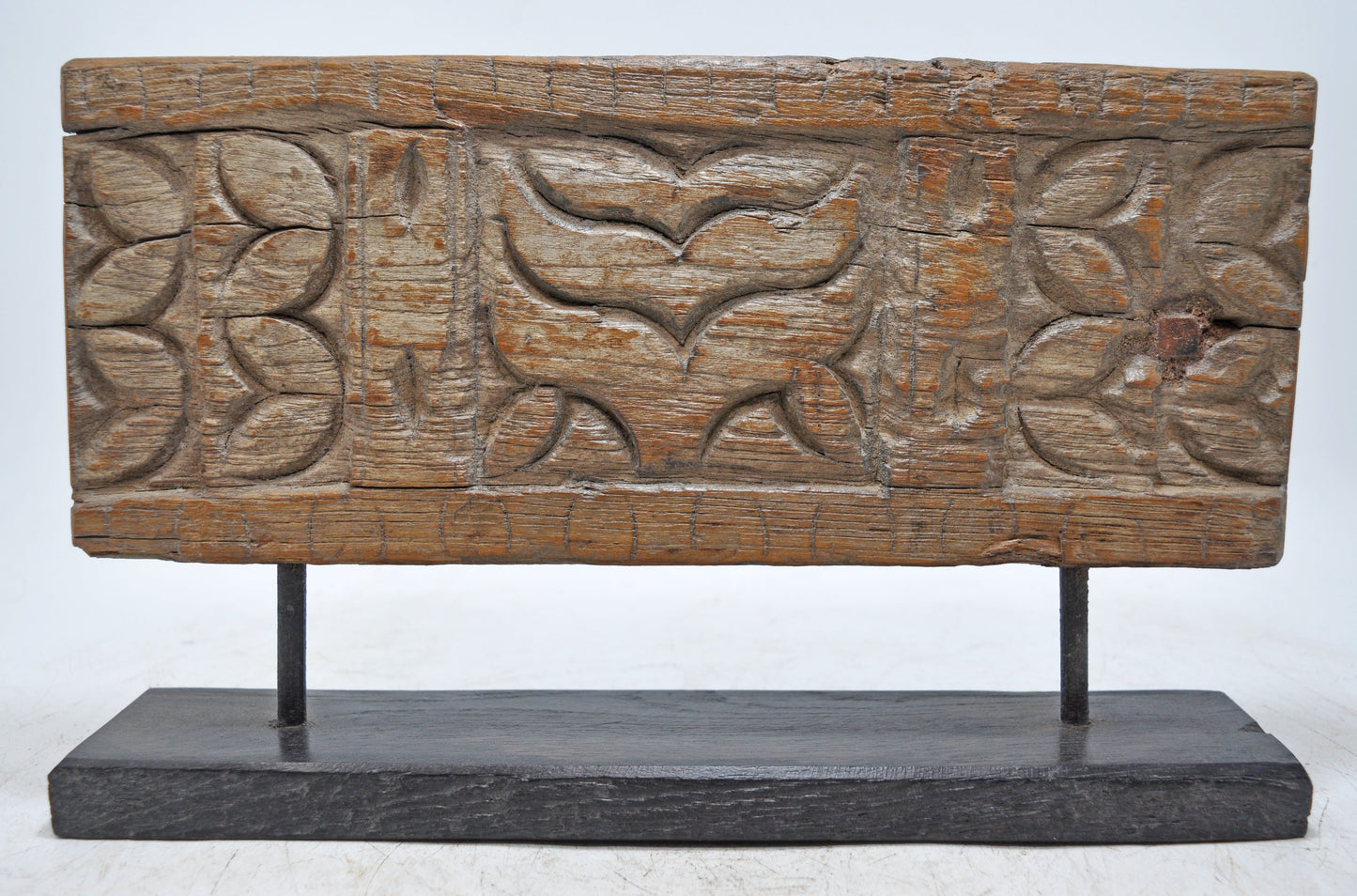 Antique Wooden Floral Carving Panel Plaque Original Old Fine Hand Carved
