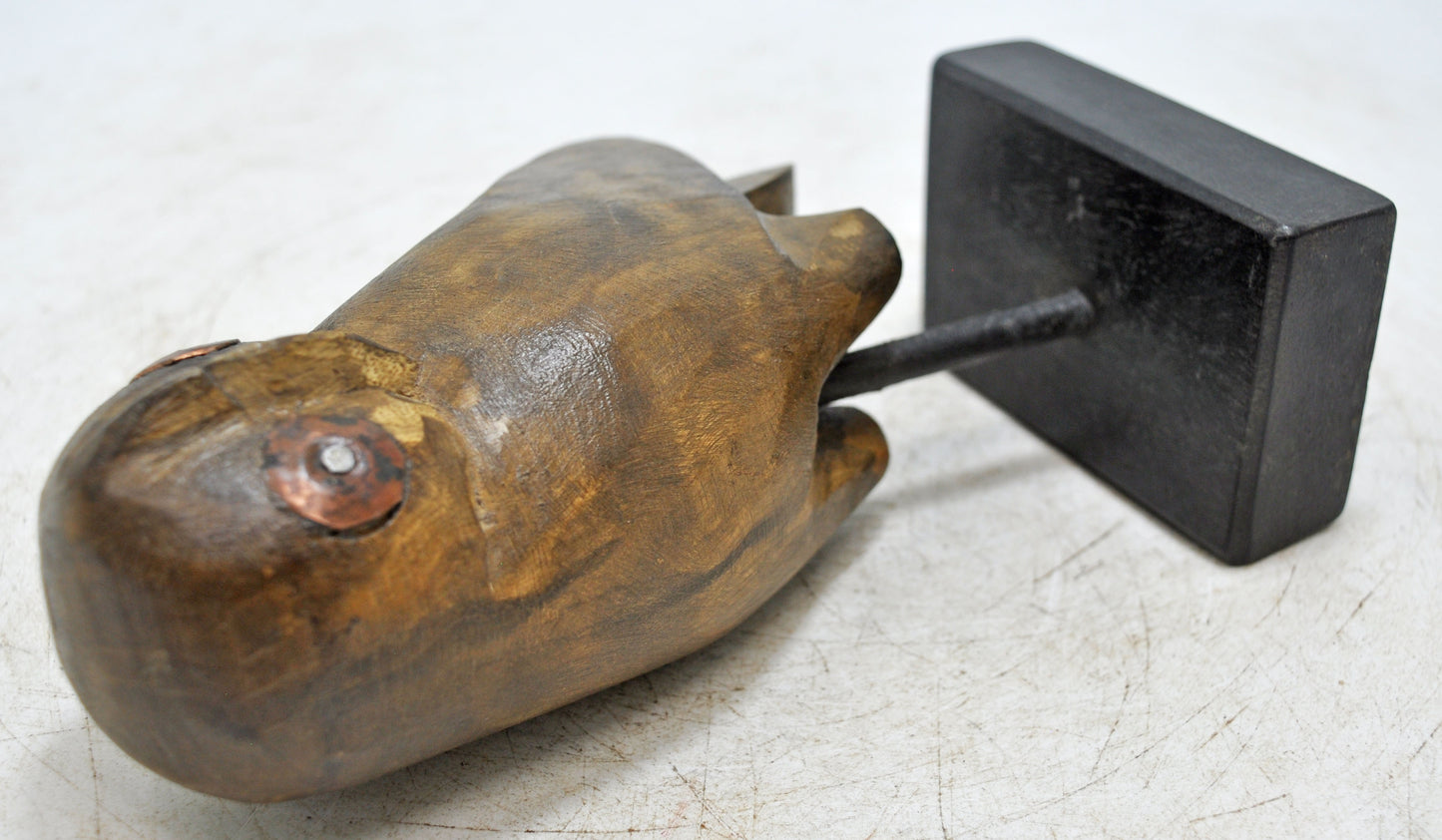 Vintage Wooden Owl Bird Figurine Original Old Hand Carved