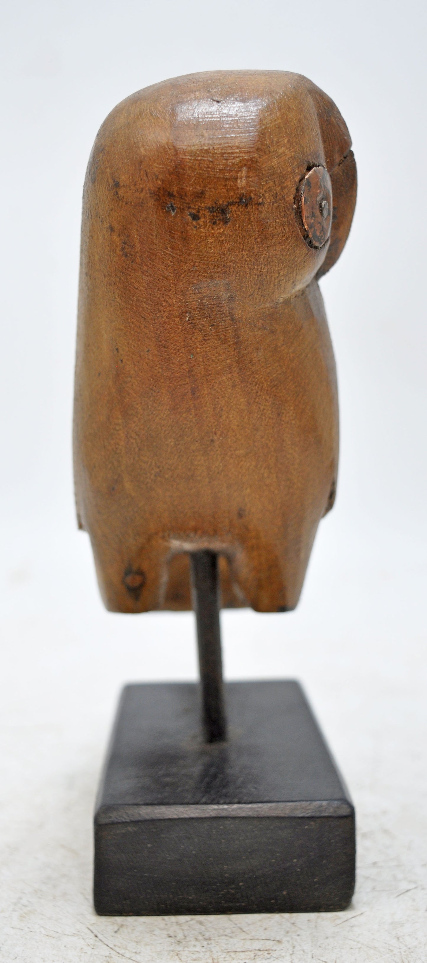Vintage Wooden Owl Bird Figurine Original Old Hand Carved