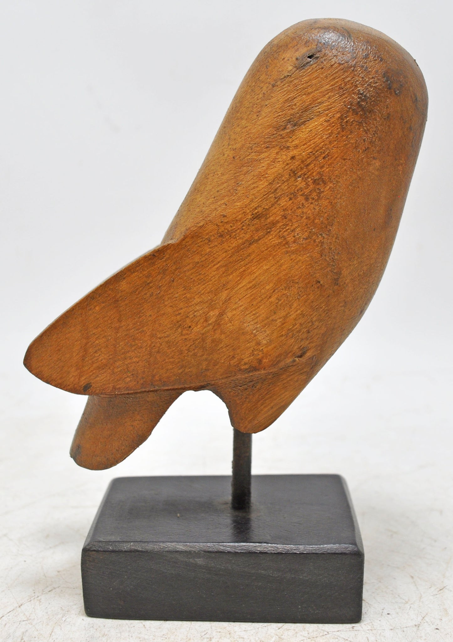 Vintage Wooden Owl Bird Figurine Original Old Hand Carved