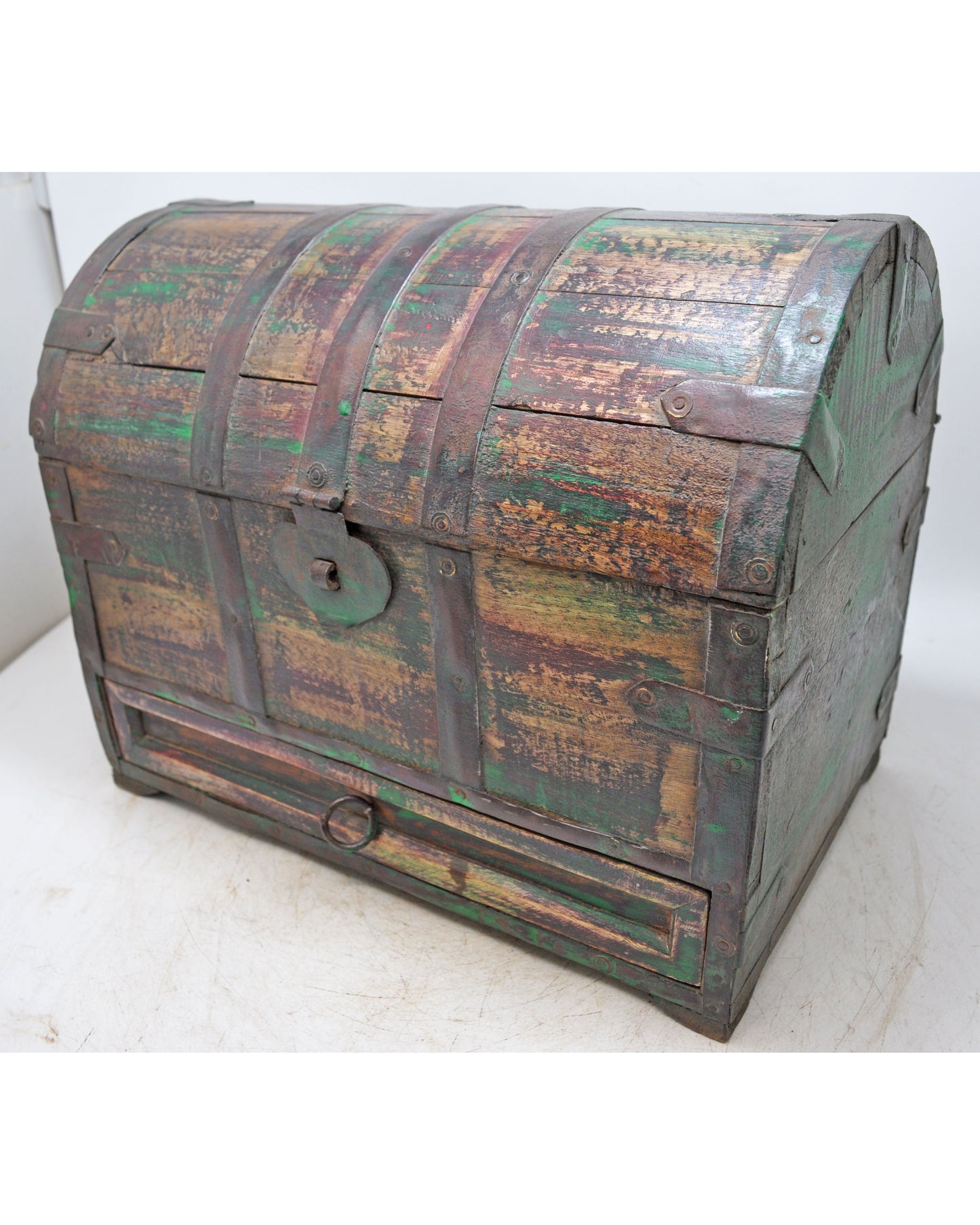 Vintage Wooden Large Storage Chest Box Original Old Hand Crafted Rustic