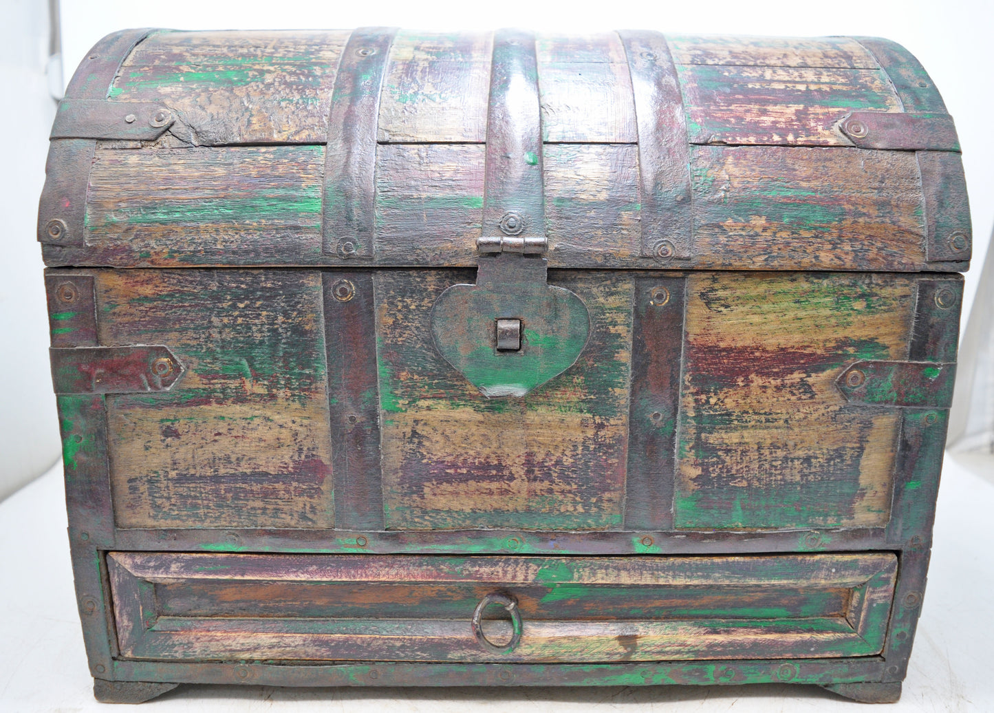 Vintage Wooden Large Storage Chest Box Original Old Hand Crafted Rustic