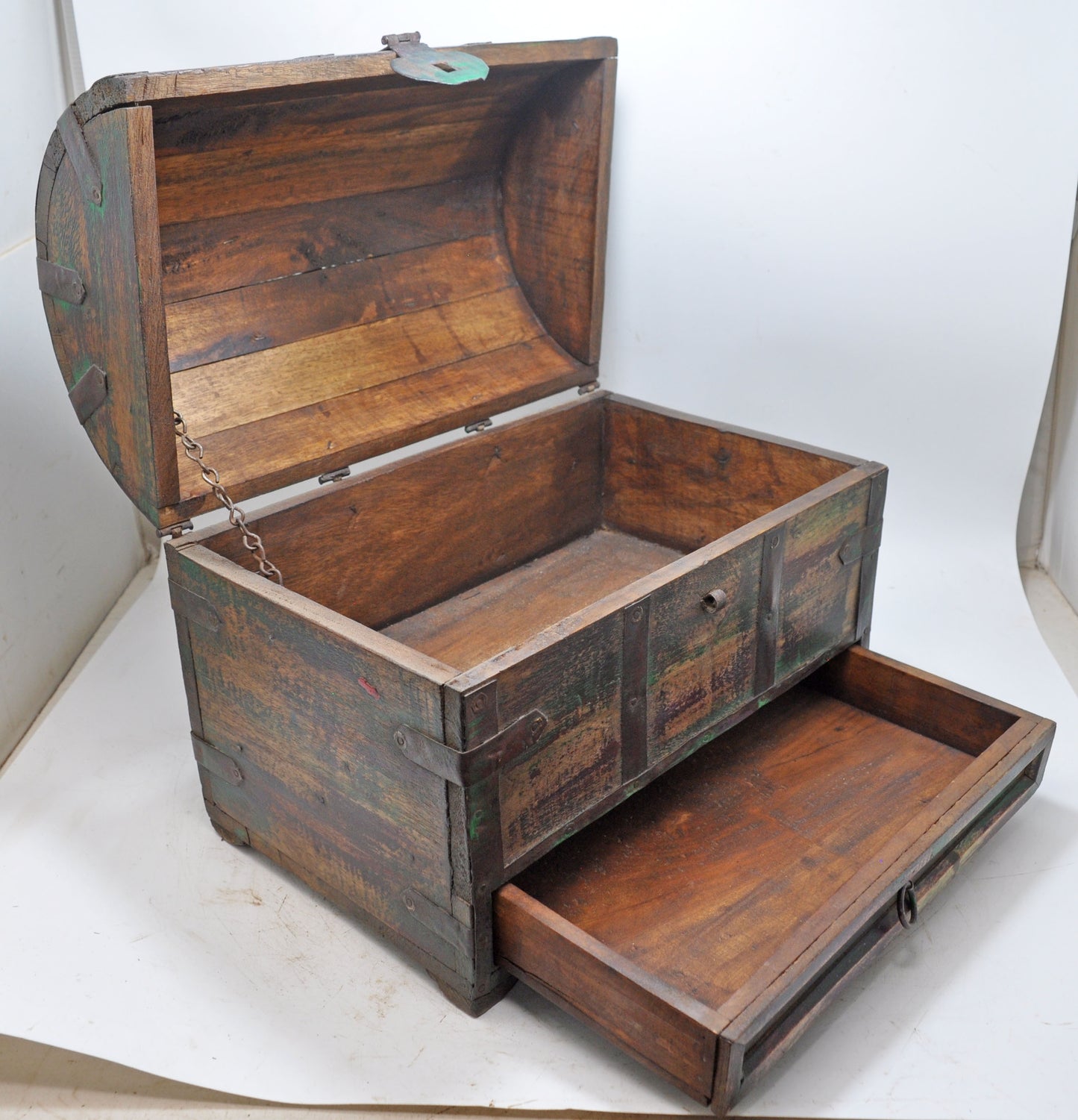 Vintage Wooden Large Storage Chest Box Original Old Hand Crafted Rustic