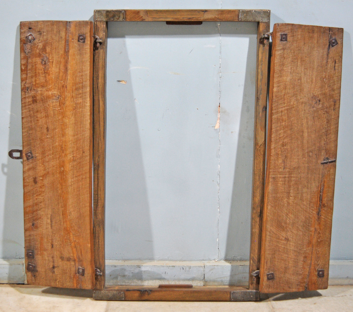 Antique Wooden Large Wall Décor Window Panel With Frame Original Old Fine Hand Carved