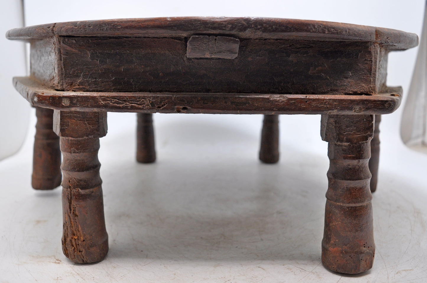 Antique Wooden Round Floor Sitting Bajot Stool Original Old Hand Crafted