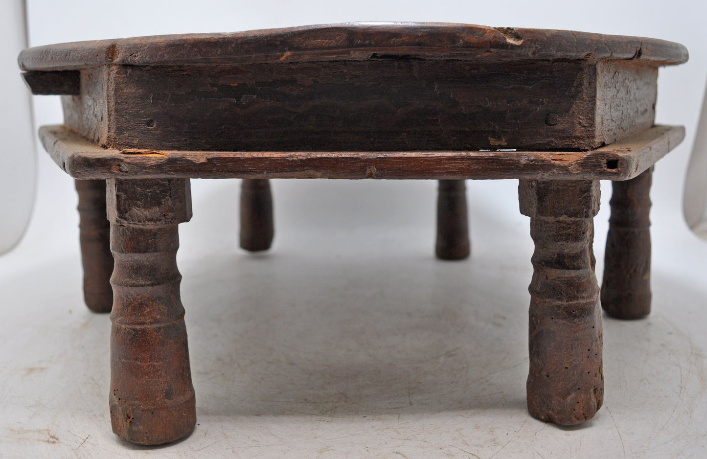 Antique Wooden Round Floor Sitting Bajot Stool Original Old Hand Crafted