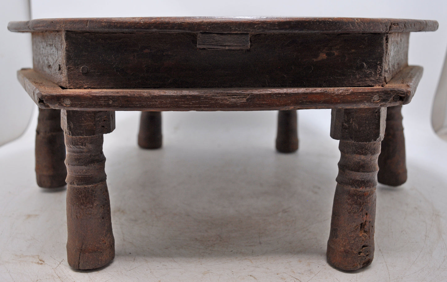 Antique Wooden Round Floor Sitting Bajot Stool Original Old Hand Crafted