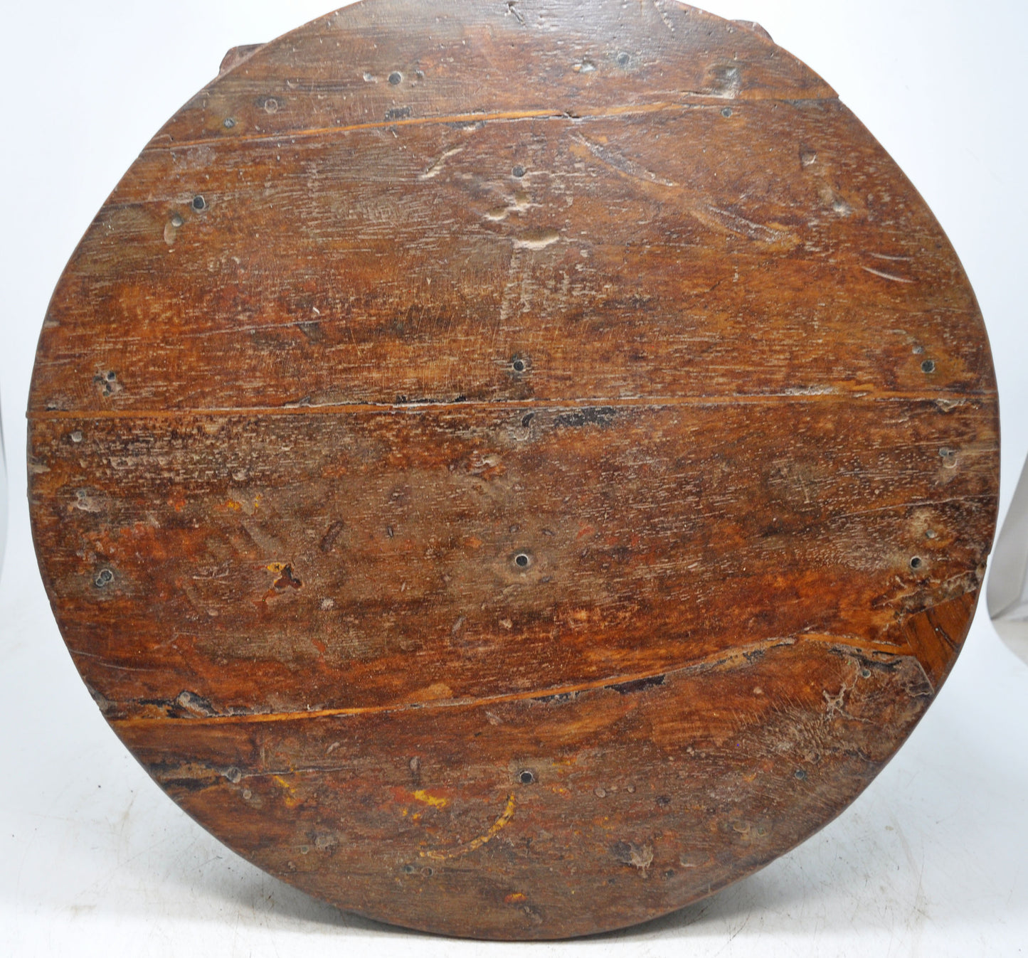 Antique Wooden Round Floor Sitting Bajot Stool Original Old Hand Crafted