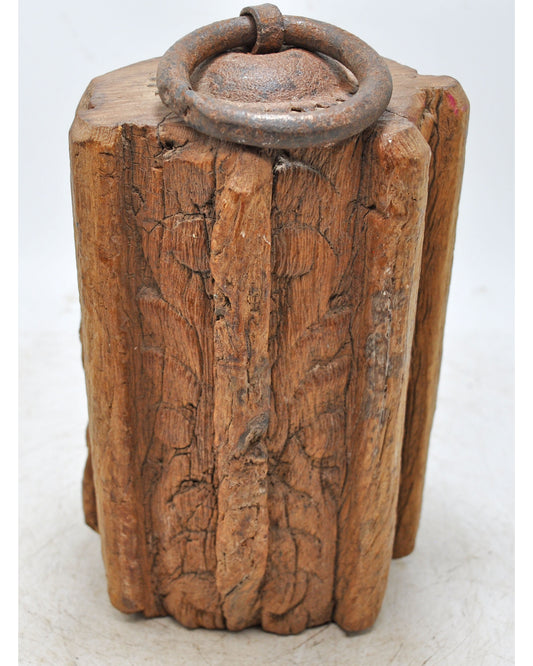 Antique Wooden Carpet Door Weight Original Old Hand Carved