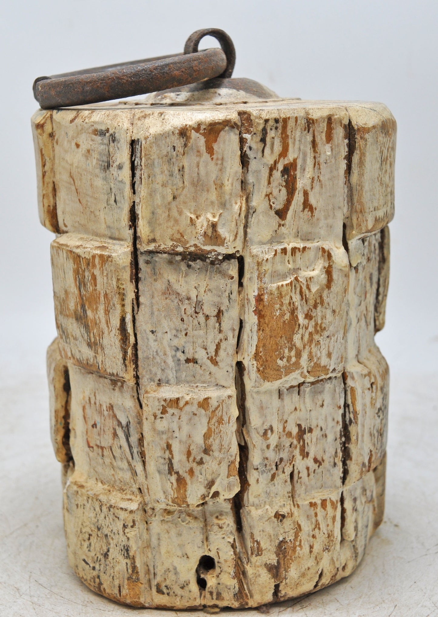 Antique Wooden Carpet Door Weight Original Old Hand Carved