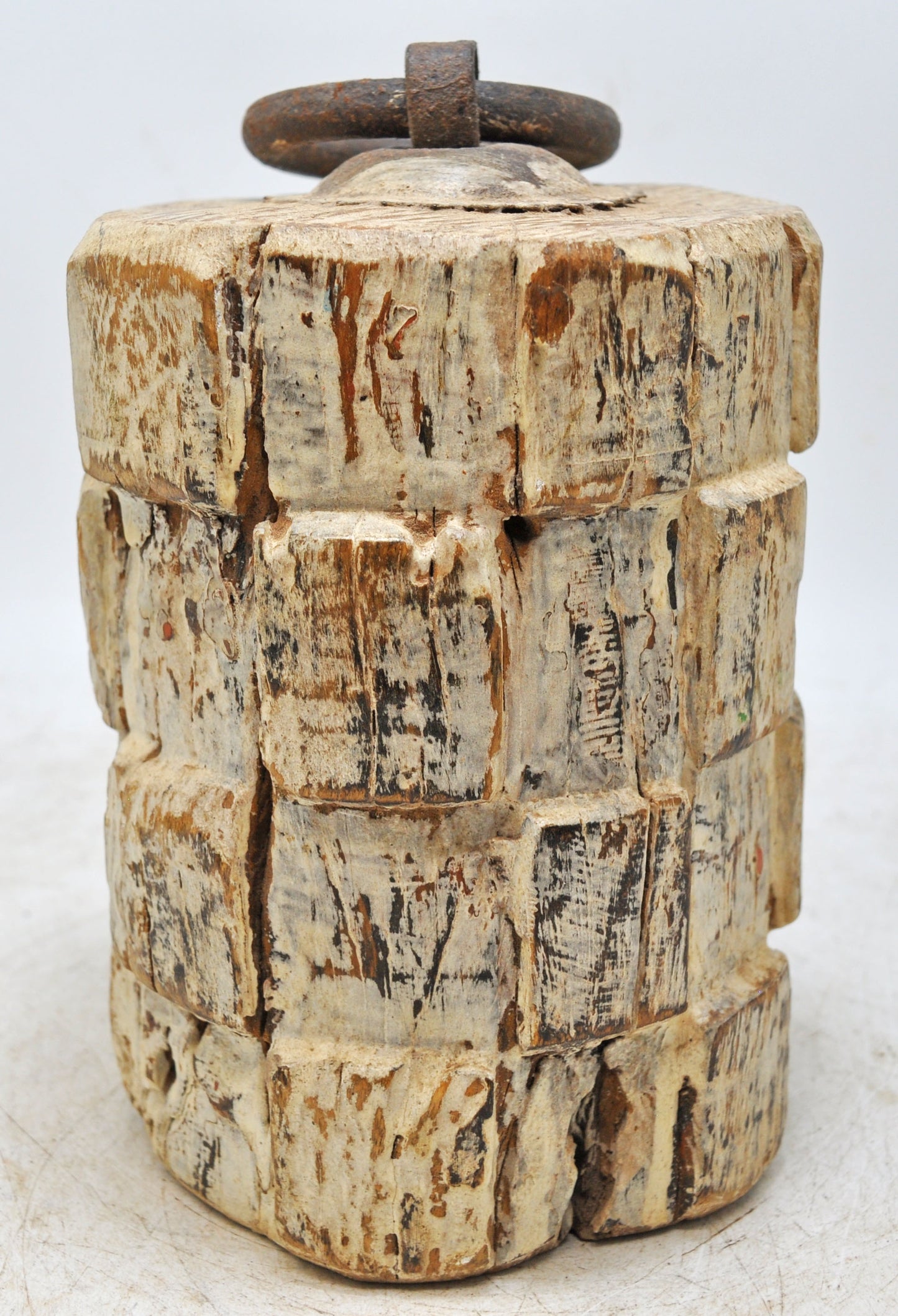 Antique Wooden Carpet Door Weight Original Old Hand Carved