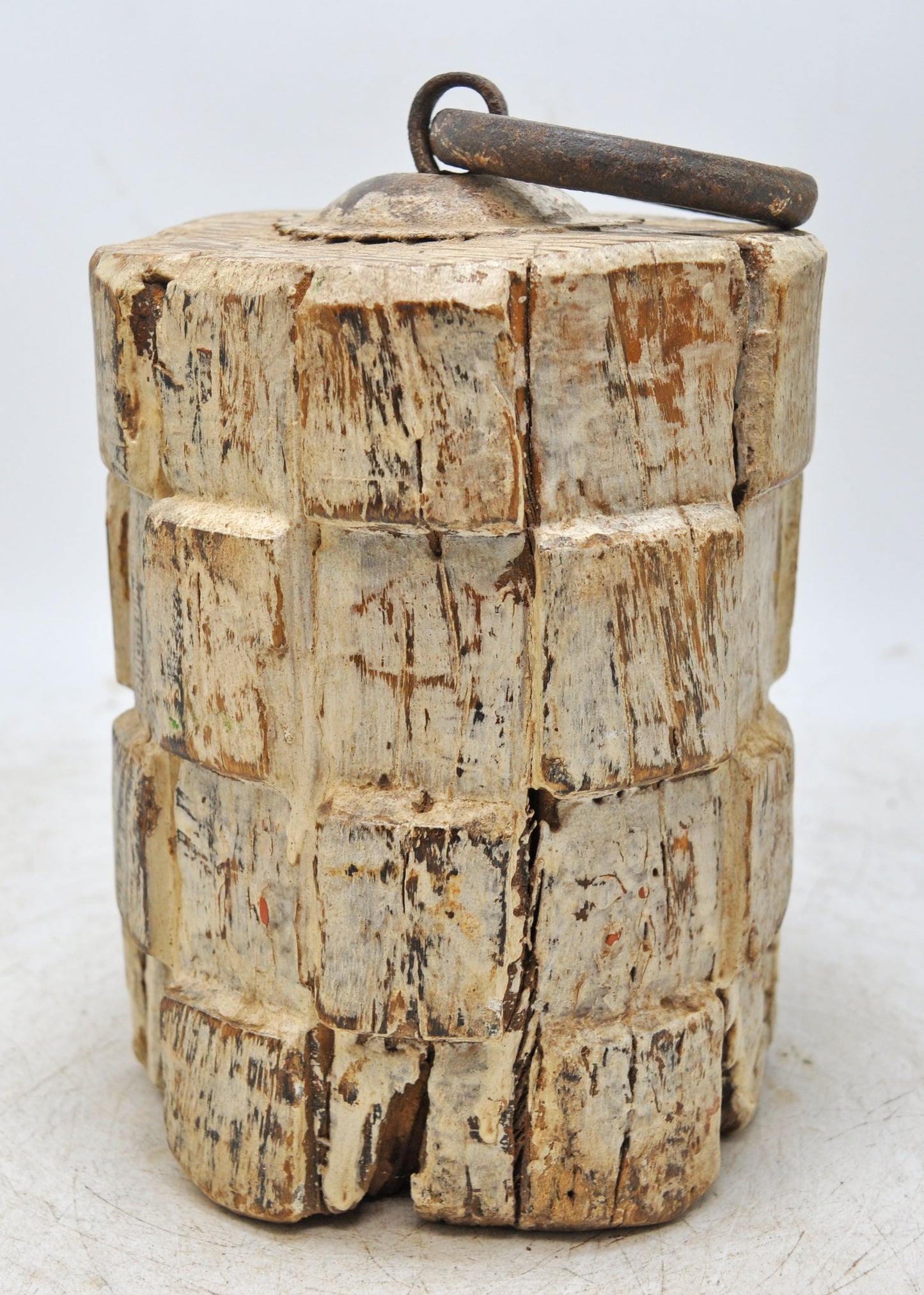 Antique Wooden Carpet Door Weight Original Old Hand Carved