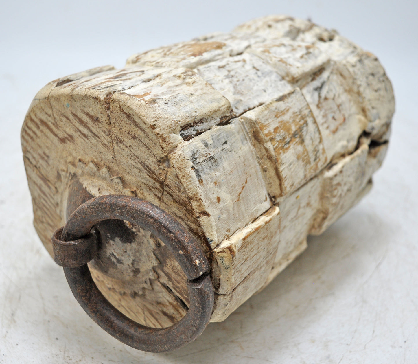 Antique Wooden Carpet Door Weight Original Old Hand Carved