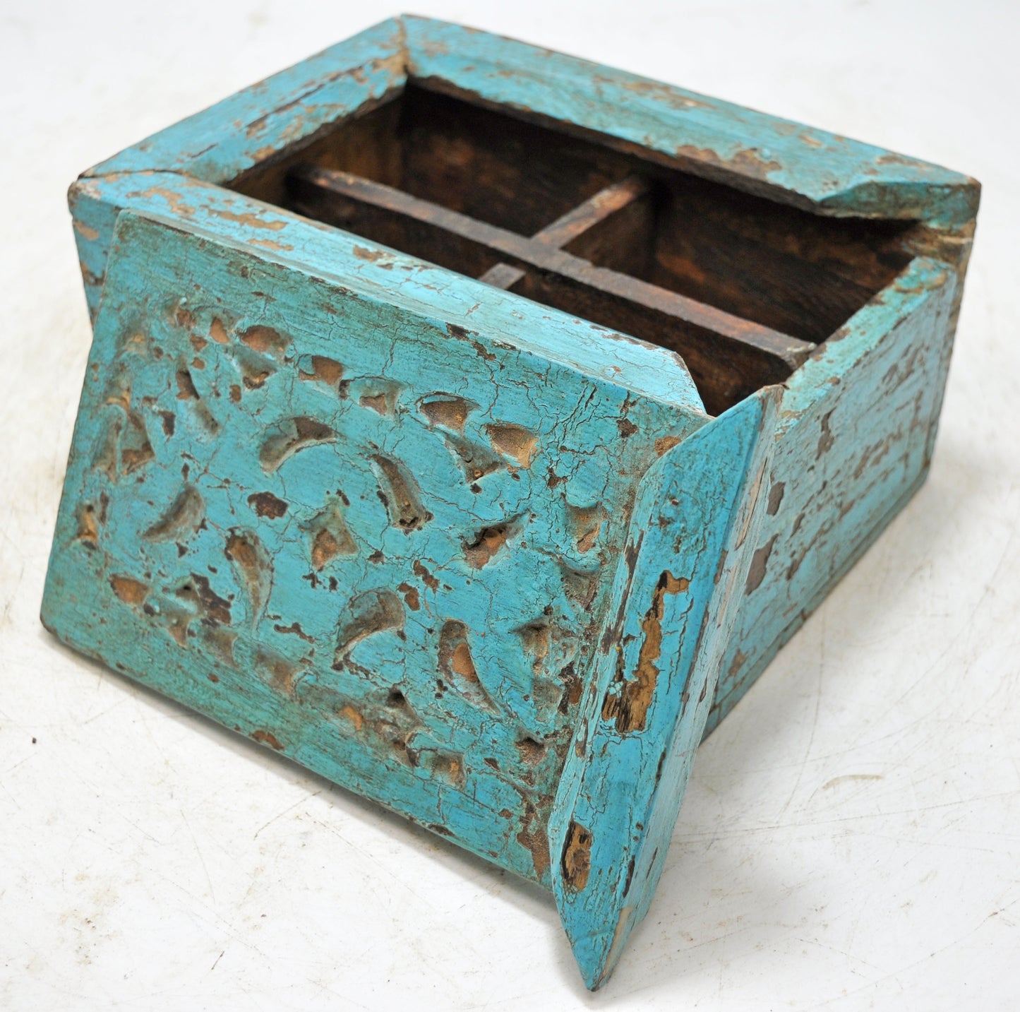 Antique Wooden Kitchenware Spice Box Original Old Hand Crafted Newly Painted