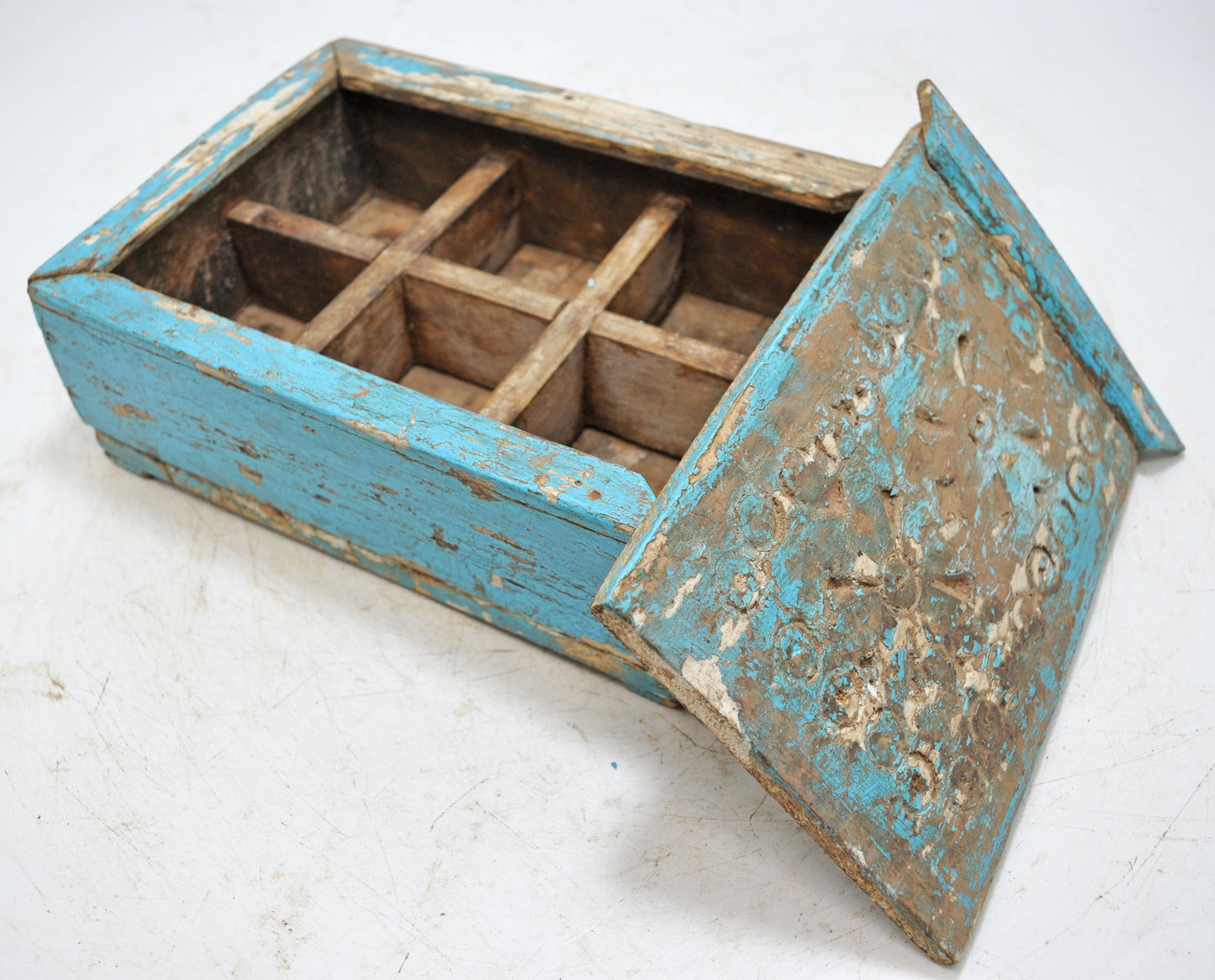 Antique Wooden Kitchenware Spice Box Original Old Hand Crafted Newly Painted