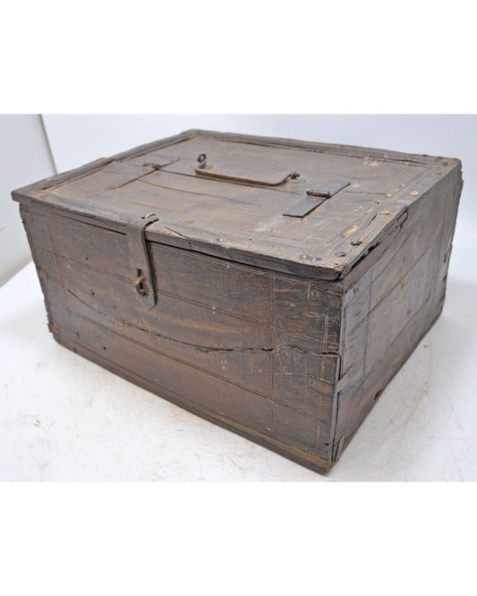 Antique Wooden Storage Chest Trunk Box Original Old Hand Crafted