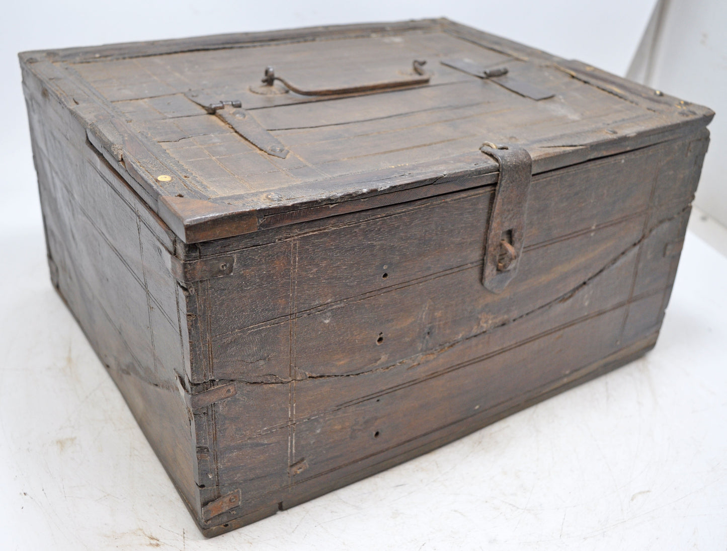 Antique Wooden Storage Chest Trunk Box Original Old Hand Crafted