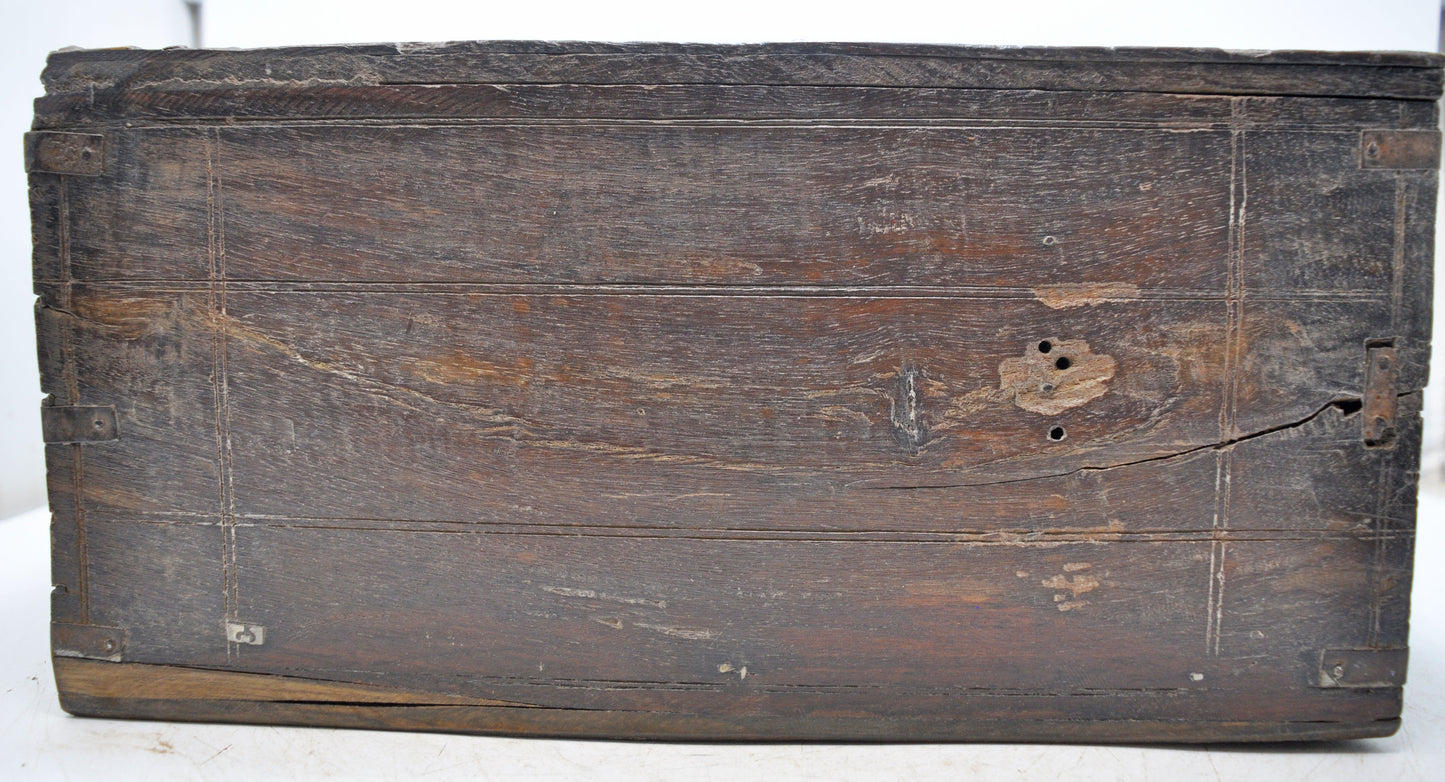Antique Wooden Storage Chest Trunk Box Original Old Hand Crafted