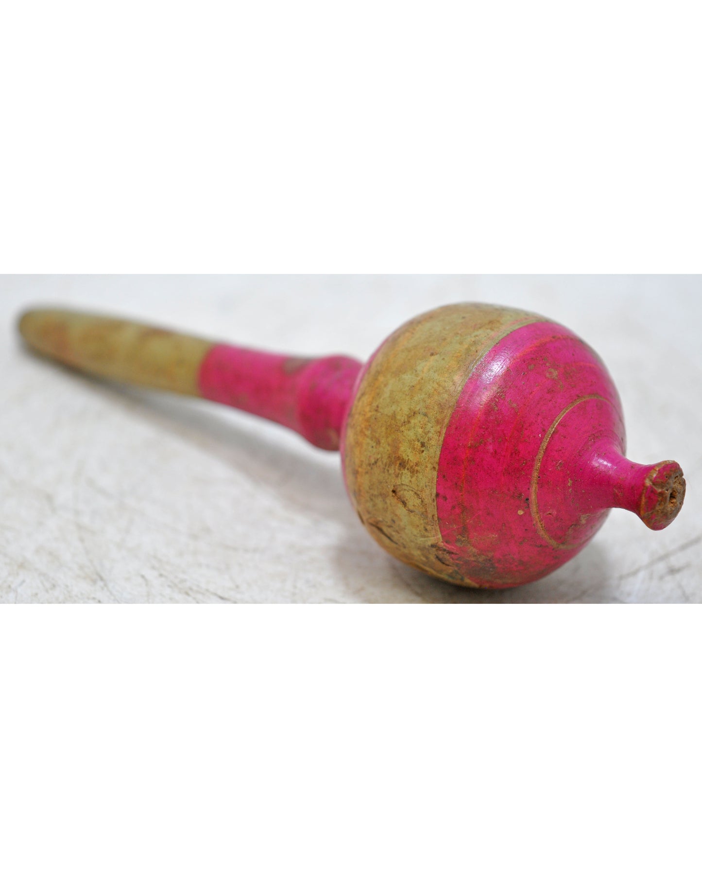 Antique Wooden Baby Rattle Toy Original Old Hand Carved Lacquer Painted