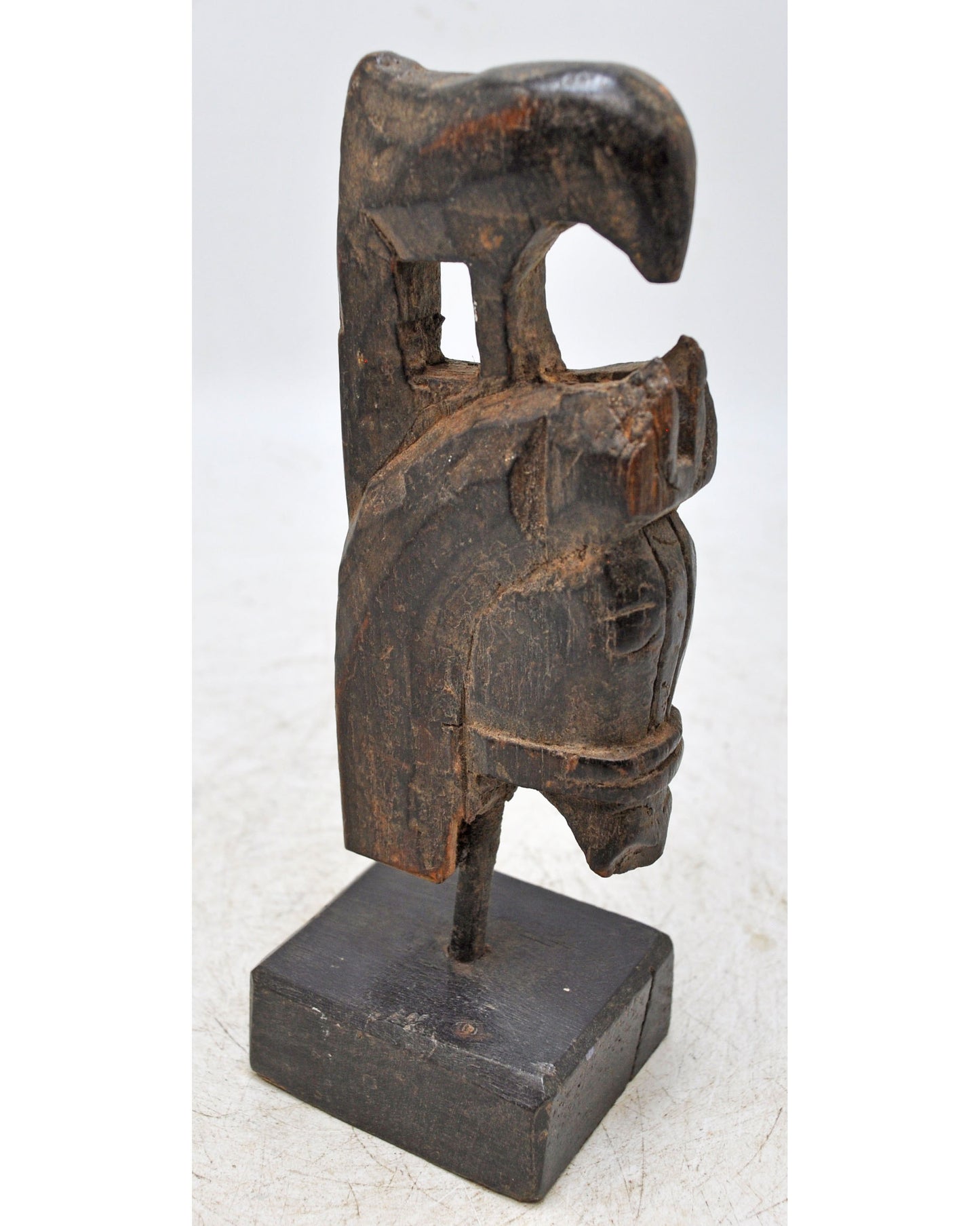 Antique Wooden Horse Head Bust Figurine Original Old Hand Carved