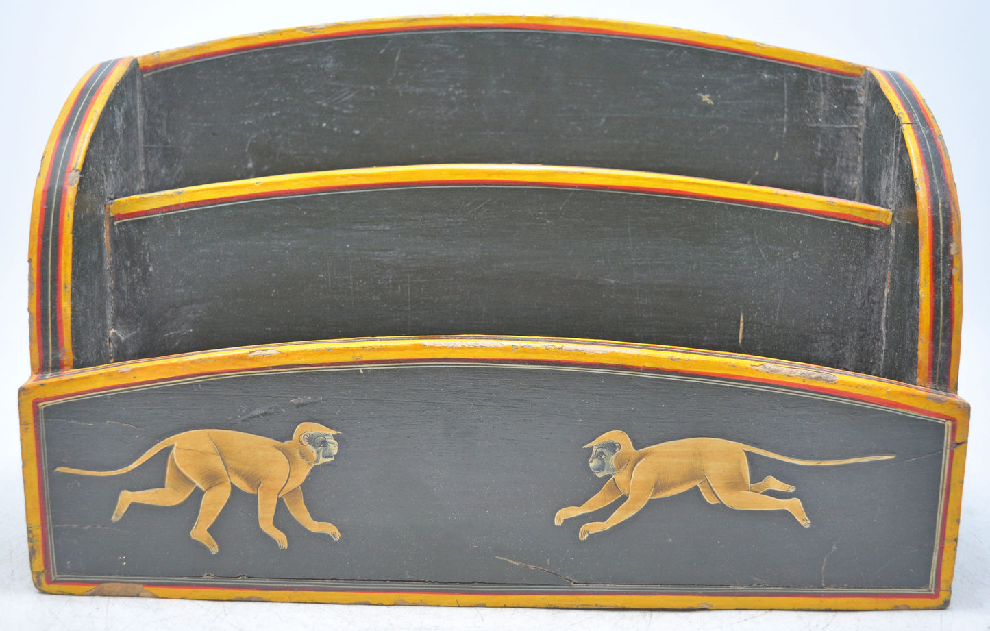 Vintage Wooden Paper Tray Original Old Hand Crafted Fine Painted
