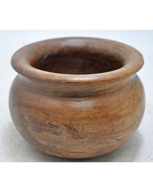 Vintage Wooden Round Water Drinking Pot Lota Original Old Hand Carved