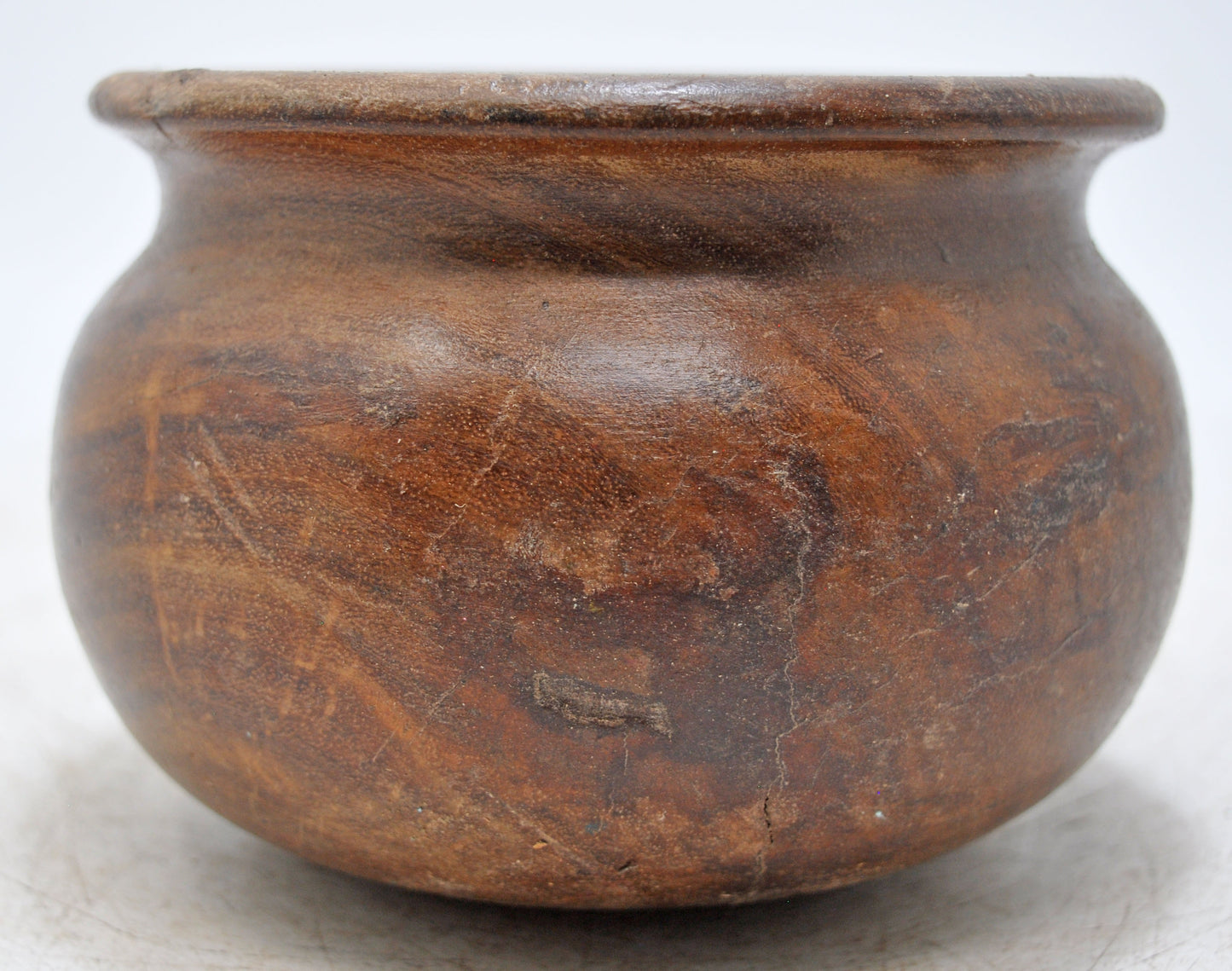 Vintage Wooden Round Water Drinking Pot Lota Original Old Hand Carved