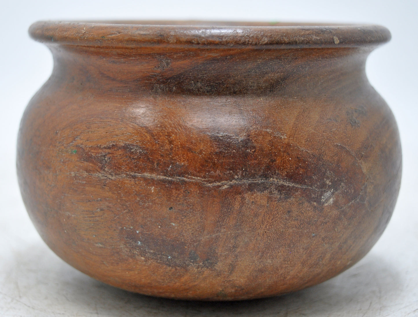 Vintage Wooden Round Water Drinking Pot Lota Original Old Hand Carved