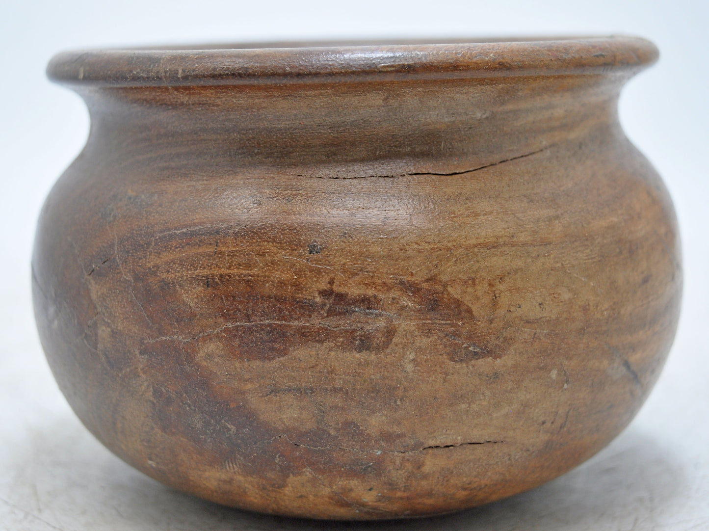 Vintage Wooden Round Water Drinking Pot Lota Original Old Hand Carved