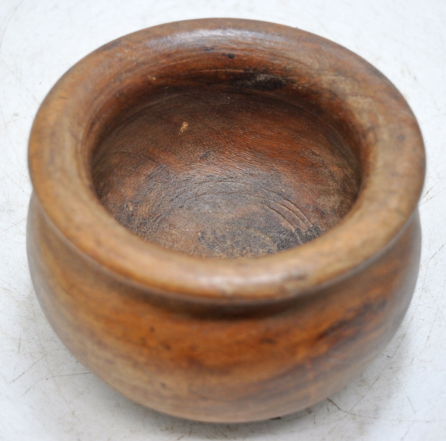 Vintage Wooden Round Water Drinking Pot Lota Original Old Hand Carved