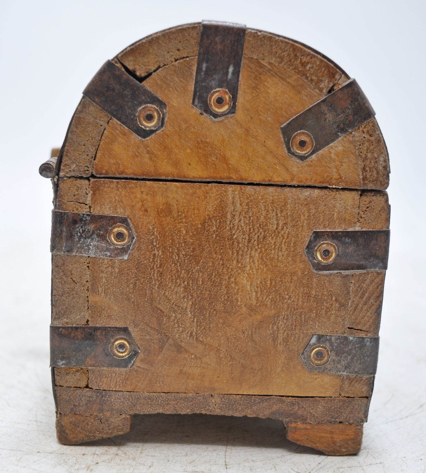 Vintage Wooden Half Round Top Storage Box Original Old Hand Crafted