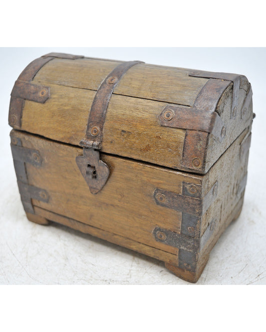 Vintage Wooden Half Round Top Storage Box Original Old Hand Crafted